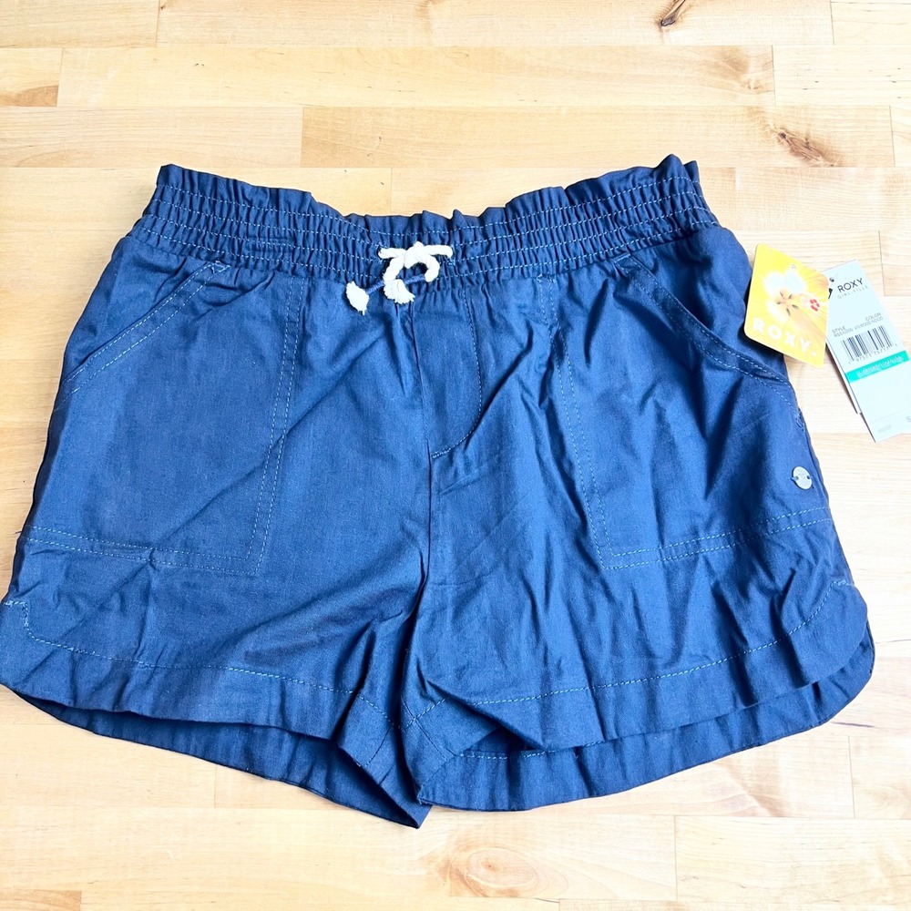 Roxy Shorts RSSIC05S Mood Indigo Girls Size L 12/14 Navy Blue Cotton Viscose New